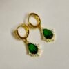 Green Stone Halo Earring