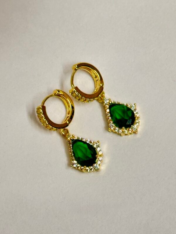 Green Stone Halo Earring