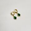 Green Stone Halo Earring