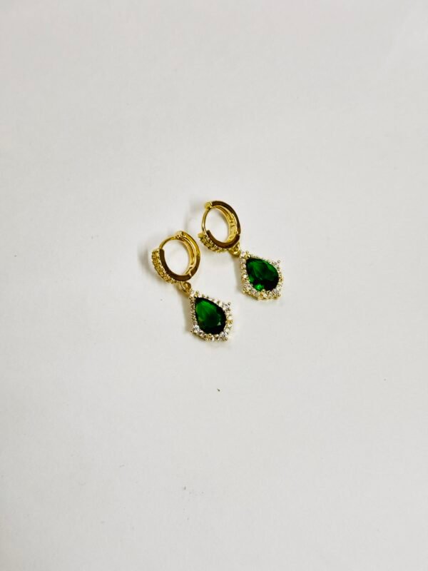 Green Stone Halo Earring