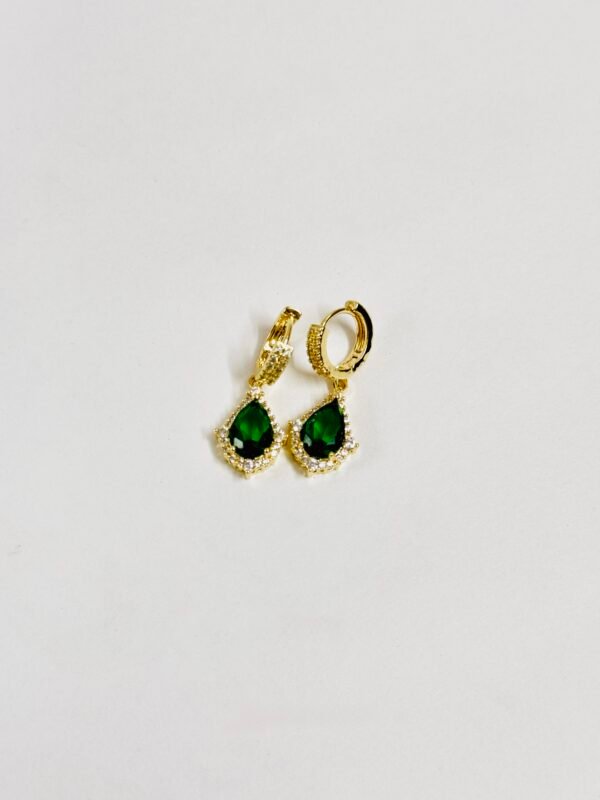 Green Stone Halo Earring