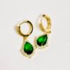 Green Stone Halo Earring