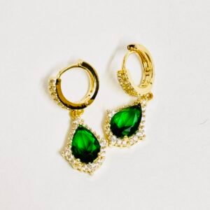 Green Stone Halo Earring
