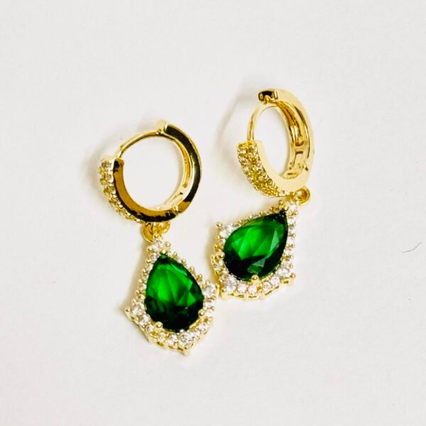 Green Stone Halo Earring