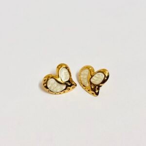 White Heart Statement Stud